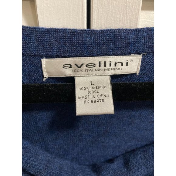 100% Italian Merino Wool Avellini Navy Boatneck Longline Belted Sweater Size L - Picture 4 of 4